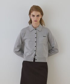 GRACE CONTINENTAL バイカラーロゴニットカーディガン グレー