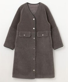 GRACE CONTINENTAL ノーカラーボアムートンコート