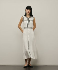 GRACE CONTINENTAL バイカラーボウタイニットワンピース