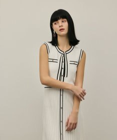 GRACE CONTINENTAL バイカラーボウタイニットワンピース