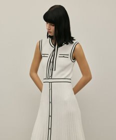 GRACE CONTINENTAL バイカラーボウタイニットワンピース