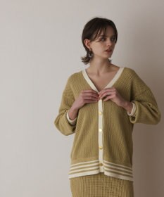 GRACE CONTINENTAL メッシュラインニットカーディガン