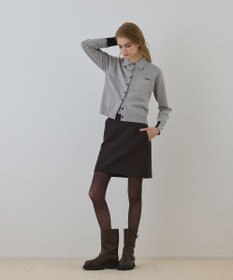 GRACE CONTINENTAL バイカラーロゴニットカーディガン