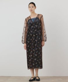 GRACE CONTINENTAL 刺繍レイヤードベロアワンピース