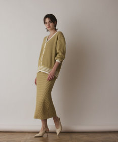 GRACE CONTINENTAL メッシュラインニットカーディガン