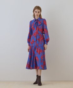 GRACE CONTINENTAL ブーケフラワープリントワンピース ブルー