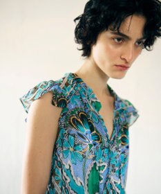 GRACE CONTINENTAL シフォンプリントティアードワンピース