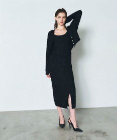 GRACE CONTINENTAL ラメツイードニットスカート ブラック