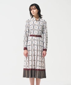 GRACE CONTINENTAL チェーンベルトプリントワンピース