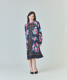 GRACE CONTINENTAL ボタニカルスカーフプリントワンピース