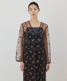 GRACE CONTINENTAL 刺繍レイヤードベロアワンピース