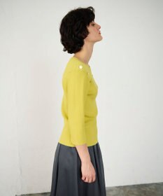 GRACE CONTINENTAL メタル釦リブニットトップ