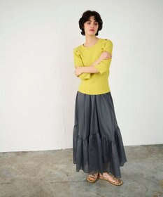 GRACE CONTINENTAL メタル釦リブニットトップ