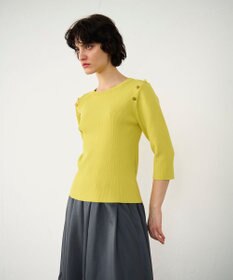 GRACE CONTINENTAL メタル釦リブニットトップ