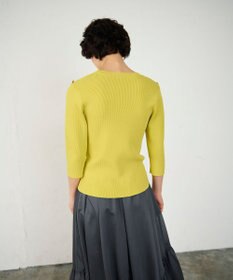 GRACE CONTINENTAL メタル釦リブニットトップ