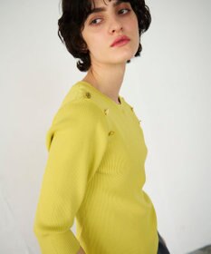 GRACE CONTINENTAL メタル釦リブニットトップ