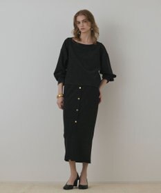 GRACE CONTINENTAL ラメカットスカート ブラック