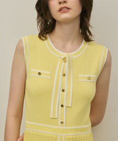 GRACE CONTINENTAL バイカラーボウタイニットワンピース