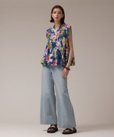 GRACE CONTINENTAL フラワープリントタックブラウス