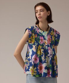 GRACE CONTINENTAL フラワープリントタックブラウス