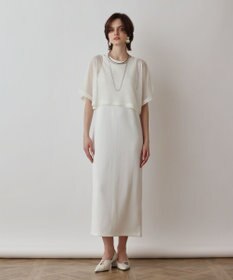 GRACE CONTINENTAL メッシュレイヤードワンピース ホワイト