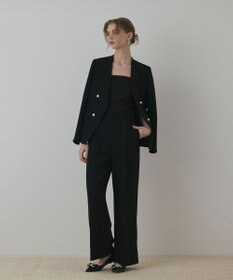 GRACE CONTINENTAL パールボタンノーカラージャケット ブラック