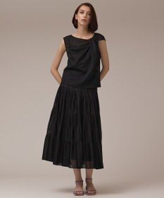 GRACE CONTINENTAL プリーツティアードスカート ブラック