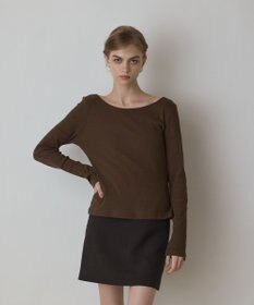 GRACE CONTINENTAL ウ－ルコットンテレコトップ ブラウン