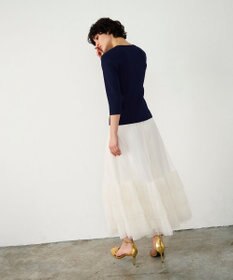 GRACE CONTINENTAL メタル釦リブニットトップ