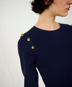 GRACE CONTINENTAL メタル釦リブニットトップ