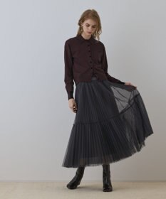 GRACE CONTINENTAL バイカラーロゴニットカーディガン