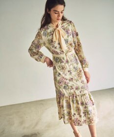 GRACE CONTINENTAL フラワー刺繍ボウタイワンピース