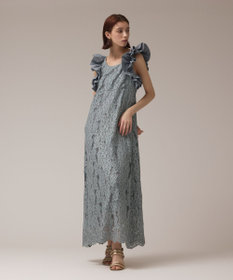GRACE CONTINENTAL フリルレースワンピース ブルー