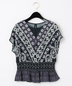 シャーリングプリント刺繍トップ / GRACE CONTINENTAL | GRACE