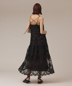 GRACE CONTINENTAL ロゴ刺繍レースワンピース ブラック