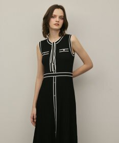 GRACE CONTINENTAL バイカラーボウタイニットワンピース