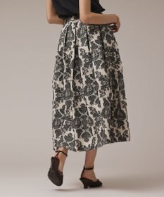 GRACE CONTINENTAL ダマスクジャガードタックスカート キナリ