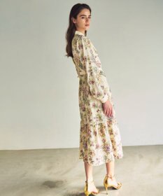 GRACE CONTINENTAL フラワー刺繍ボウタイワンピース