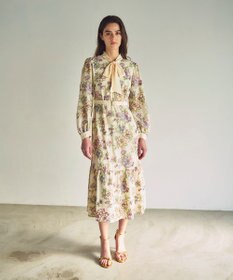 GRACE CONTINENTAL フラワー刺繍ボウタイワンピース