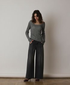 GRACE CONTINENTAL ラメリブクルーネックトップ