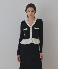 GRACE CONTINENTAL バイカラーニットワンピース ブラック