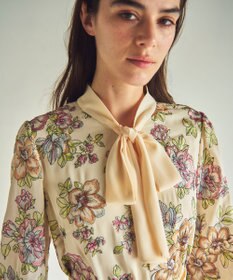 GRACE CONTINENTAL フラワー刺繍ボウタイワンピース