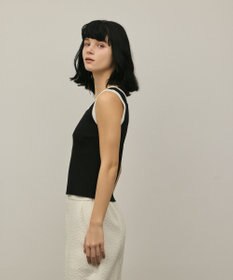 GRACE CONTINENTAL バイカラーリブニットノースリーブ