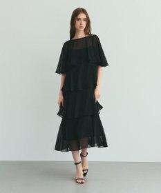GRACE CONTINENTAL シフォンケープドレス ブラック