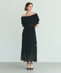 GRACE CONTINENTAL ラッフルレース切替マキシ ブラック