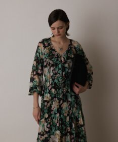 GRACE CONTINENTAL フラワープリントカフタンドレス