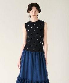 GRACE CONTINENTAL ビジューニットトップ ブラック