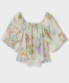 GRACE CONTINENTAL ボタニカルドレープブラウス