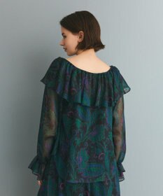 GRACE CONTINENTAL ラメストライププリントブラウス