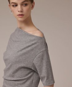 GRACE CONTINENTAL ラメリブジャージトップ グレー